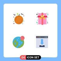 4 Flat Icon concept for Websites Mobile and Apps fruit moon box earth browser Editable Vector Design Elements