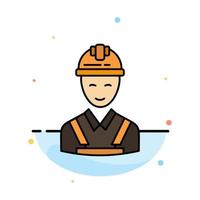 Worker Building Carpenter Construction Repair Abstract Flat Color Icon Template vector