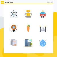 Group of 9 Modern Flat Colors Set for light bulb idea jobless energy worker Editable Vector Design Elements