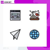 Modern Set of 4 Filledline Flat Colors Pictograph of interface global chopstick food love world Editable Vector Design Elements