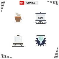 Set of 4 Modern UI Icons Symbols Signs for tea board indian seo design Editable Vector Design Elements