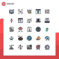 Mobile Interface Filled line Flat Color Set of 25 Pictograms of interface communication passion dollar secure Editable Vector Design Elements