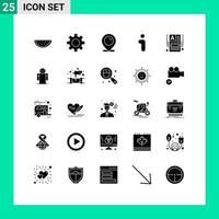 Solid Glyph Pack of 25 Universal Symbols of web make a website map interface info Editable Vector Design Elements