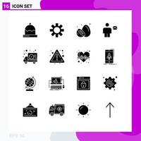 Group of 16 Solid Glyphs Signs and Symbols for delivery human fruit envelope avatar Editable Vector Design Elements