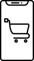 icono de línea de compras móvil vector