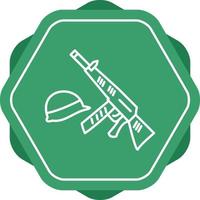 icono de línea de pistola y casco vector