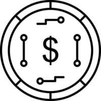 icono de línea de moneda digital vector