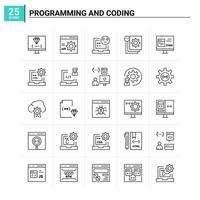 25 conjunto de iconos de programación y codificación de fondo vectorial vector