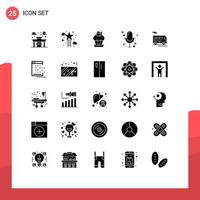 Universal Icon Symbols Group of 25 Modern Solid Glyphs of bus microphone egg media easter Editable Vector Design Elements