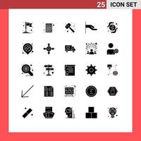 25 Universal Solid Glyphs Set for Web and Mobile Applications love care mallet share alms Editable Vector Design Elements