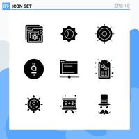 paquete de iconos vectoriales de stock de 9 signos y símbolos de línea para datos afganistán ui rueda afgana elementos de diseño vectorial editables vector