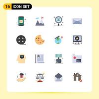 Set of 16 Modern UI Icons Symbols Signs for charge message dna education mail Editable Pack of Creative Vector Design Elements