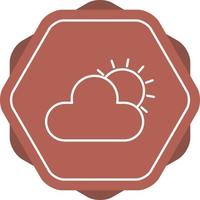 Unique Sun and Cloud Vector Line Icon