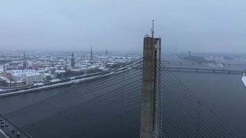 bewolkt en besneeuwd winter over- Riga stad. winter in Riga van bovenstaande.