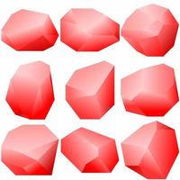 ilustración vectorial aislada de cristal de piedras preciosas de rubí. conjunto de vectores de gemas para logotipo, icono, artículo, accesorio, símbolo, negocio, diseño o decoración. tesoro de joyería de rubí rojo brillante