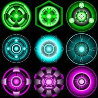 Circle cyber technology isolated vector illustration. Futuristic circle tech vector for logo, icon, symbol, business, design or decoration. Set of futuristic circle cyber technology