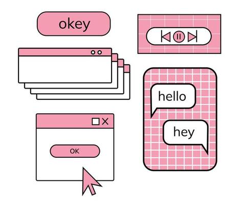 Old pc windows in the vaporwave style 90s. Game Old pc aesthetic. Retro game elements. 1990 vibes.  Retro user interface. Retro computer aesthetic