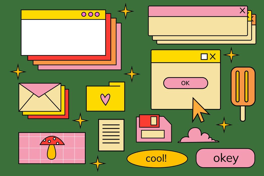 Retro User Interface Vector Art, Icons, and Graphics for Free Download