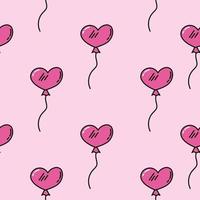 Pink seamless pattern with hearts balloons. Doodle heart wrapping paper for Valentine's Day. Romantic seamless background for holiday decor. Cute doodle illustration. Love and romantic concept vector