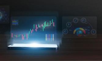 Smartphone mobile tablet technology digital symbol sign business stock financial marketing investment economy chart graph statistic datum money wealth upward element profit global .3d render photo