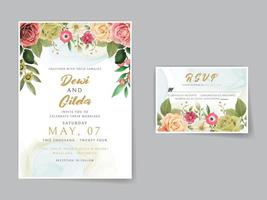 Colorful floral wedding invitation card vector