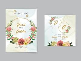 Colorful floral wedding invitation card vector