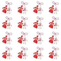 Pattern of dolls of the baba marta festival on white background vector