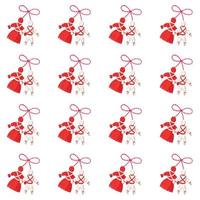 Pattern of dolls of the baba marta festival on white background vector