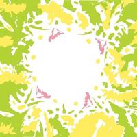 Abstract motley blots in trendy bright spring hues in watercolor manner. Background texture. Frame vector