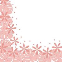 Colorful Corner frame with botanical elements in trendy pale pink shades with copyspace. Isolate vector