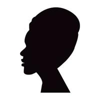 Silhouette image profile of African American woman wearing a headdress with tied hair. Sticker. Icon vector