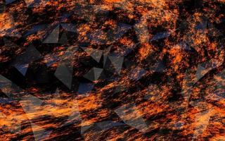 oro geométrico abstracto, fondo de color naranja y negro, polígono, patrón de polietileno bajo. Ilustración de procesamiento 3d. foto