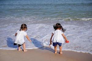 happy family on the beach photo