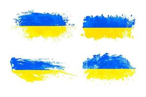 Set of ukrainian flags with brush strokes vector