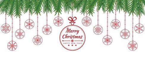 Merry Christmas and Happy New Year background with Snowflakes for Christmas tree made. Vector illustration