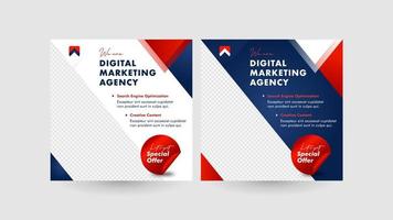 Modern and powerful Social Media Posts. A solid triangle design concept with a combination of dark blue and red that is perfect for your business vector