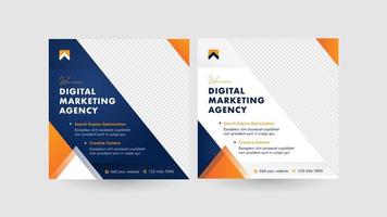 Modern and powerful Social Media Posts. A solid triangle design concept with a combination of dark blue and orange that is perfect for your business vector