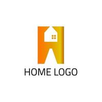 logotipo rectangular con espacio negativo para casas y formando la letra h. vector