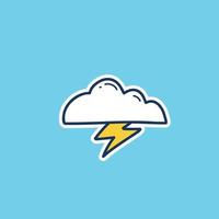 cloud with lightning thunder weather icon doodle hand drawing outline fill style vector