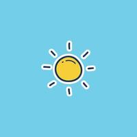 sun sunny weather icon doodle hand drawing outline fill style vector