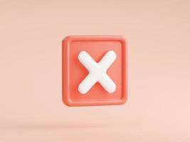 3d render cross mark isolated icon, error X symbol photo