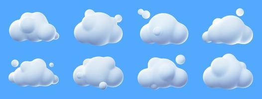 3d render white clouds, fluffy spindrift eddies photo