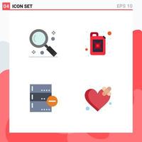 Pack of 4 creative Flat Icons of interface base search gasoline database Editable Vector Design Elements
