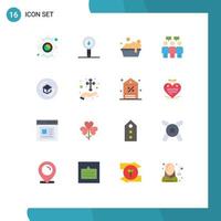 User Interface Pack of 16 Basic Flat Colors of knowledge education laboratory team communication Editable Pack of Creative Vector Design Elements