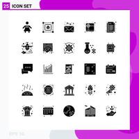 Universal Icon Symbols Group of 25 Modern Solid Glyphs of airplane web message html coding Editable Vector Design Elements