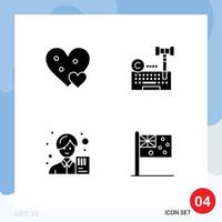 4 Creative Icons Modern Signs and Symbols of heart laywer gift digital analyst Editable Vector Design Elements