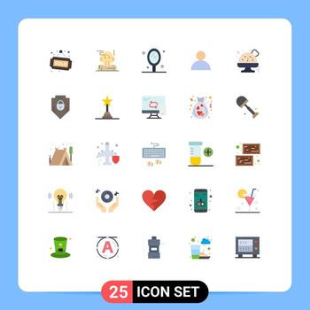 paquete de interfaz de usuario de 25 colores planos básicos de alimentos analista de usuario de comida rápida avatar salón elementos de diseño vectorial editables vector