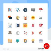 Group of 25 Modern Flat Colors Set for umbrella spam medical sms mail Editable Vector Design Elements