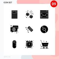 Group of 9 Modern Solid Glyphs Set for speech chat lights bubble email Editable Vector Design Elements