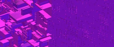 Purple techno cyber background. Pink digital surfaces with 3d render abstract circuit boards photo